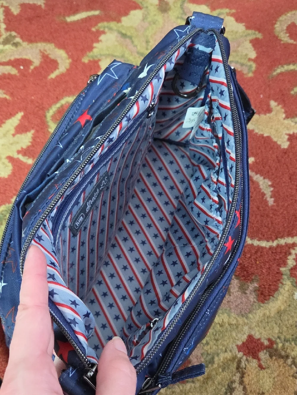 Lug Stretch LE Crossbody - Patriotic Stars Red White Blue RFID Bag - Picture 3 of 8